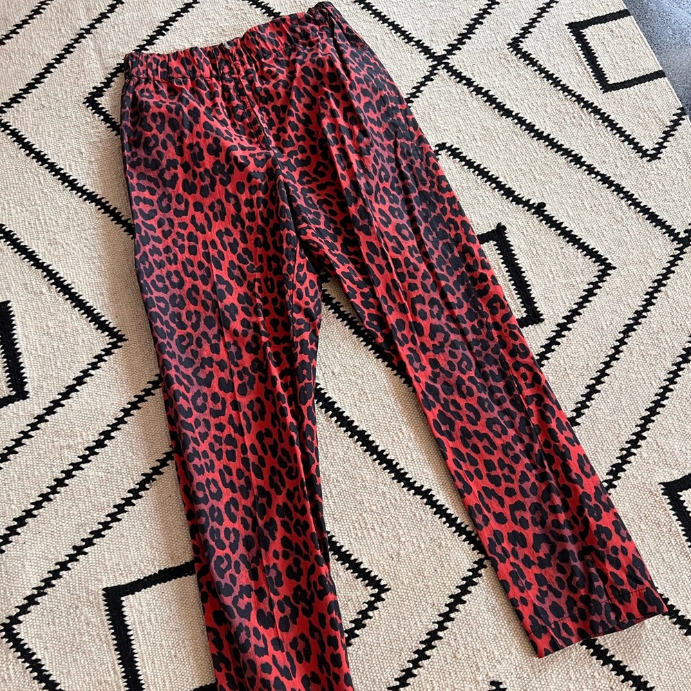 GANNI Red Leopard Pants
